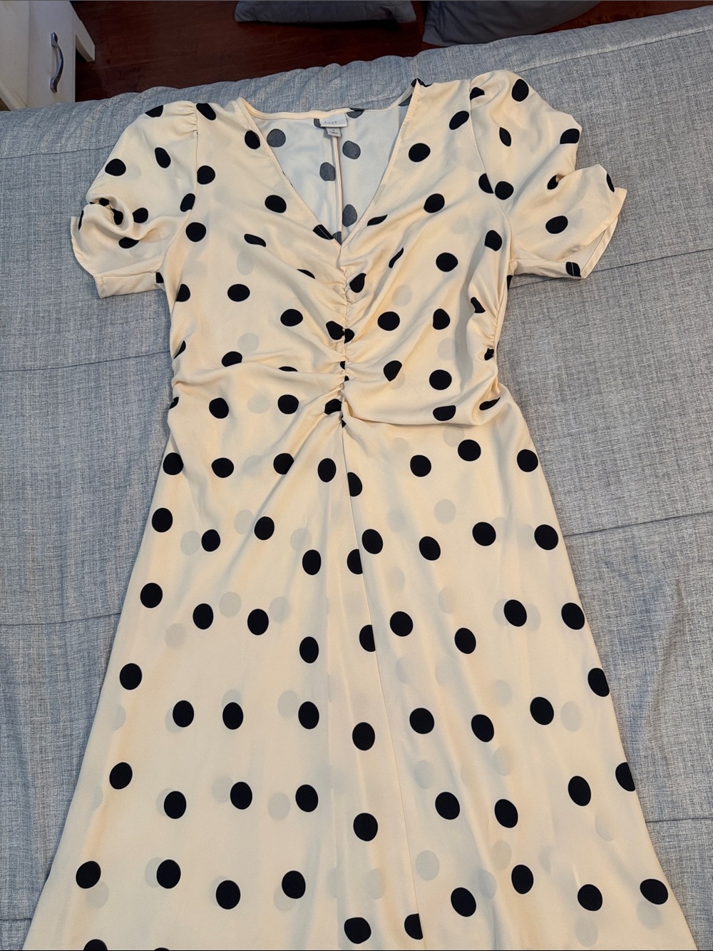 A New Day Polka Dot Midi Dress - Cream with Black Dots